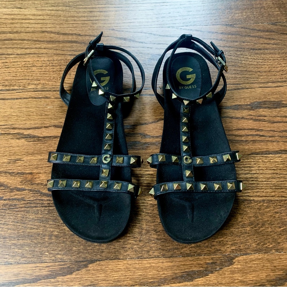 Guess black and gold studded Grecian sandals